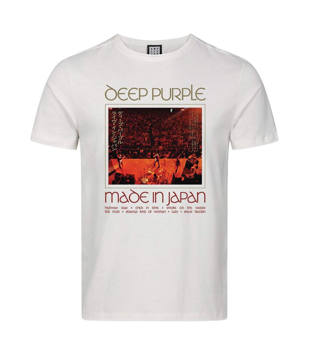 T-shirt Motif/style Deep Purple Made In Japan Adulte Vieux Blanc Amplified-1