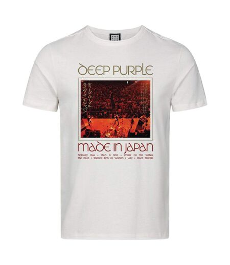 T-shirt Motif/style Deep Purple Made In Japan Adulte Vieux Blanc Amplified