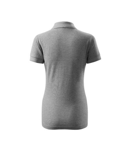 Womens/ladies Pique Polo Shirt Dark Grey Melange Malfini