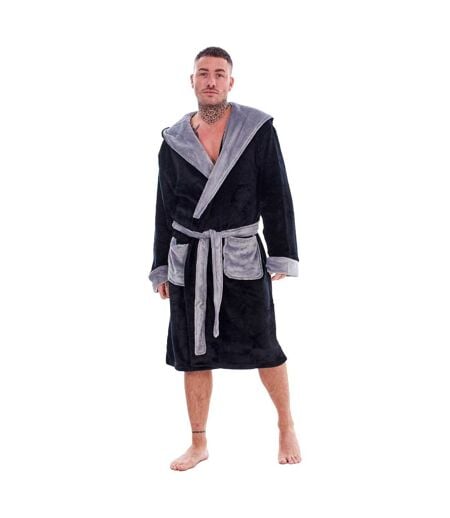 Robe De Chambre Homme Noir Gris Keanu