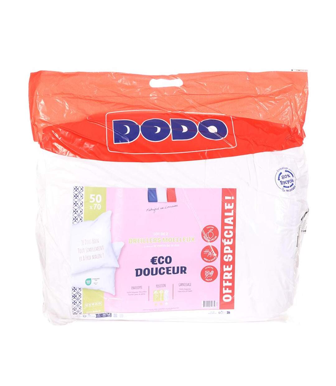 X2 oreillers blanc dodo moelleux  50x70-1