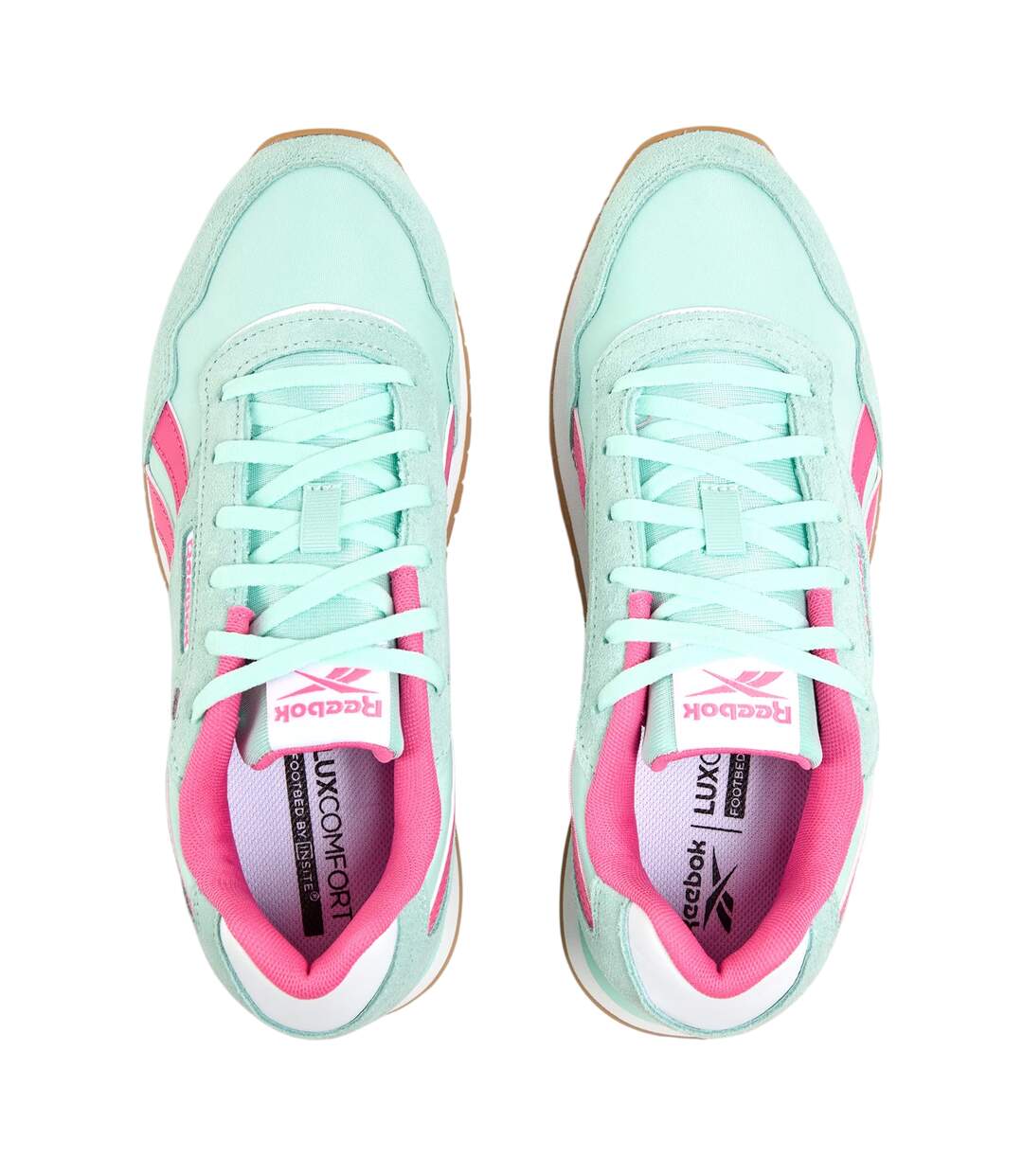 Womens/ladies Glide Suede Trainers Aqua Pink Reebok-3