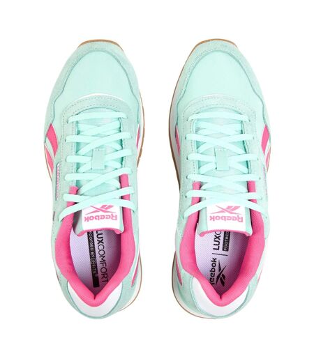 Womens/ladies Glide Suede Trainers Aqua Pink Reebok