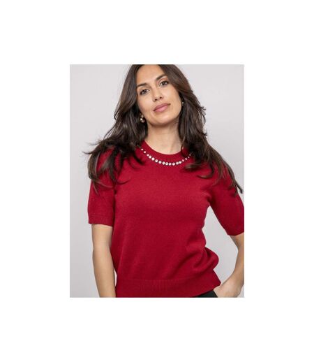 Pull manche courte strass au col KACOOPER - Dona X Lisa