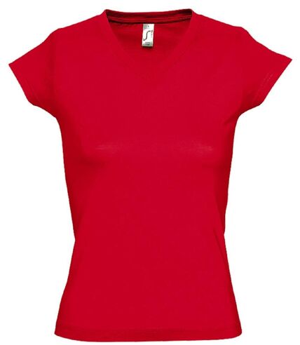 T-shirt manches courtes col V - Femme - 11388 - rouge