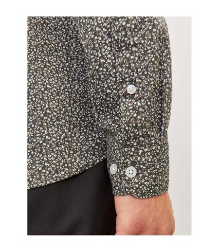 Mens Leaf Print Slim Long-sleeved Shirt Peat Jack And Jones