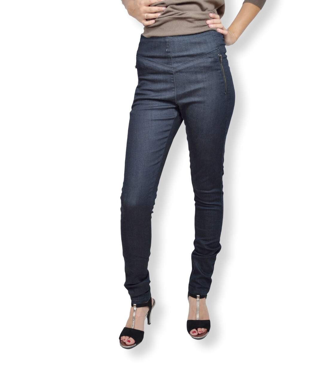 Pantalon femme coupe slim couleur dark night-1