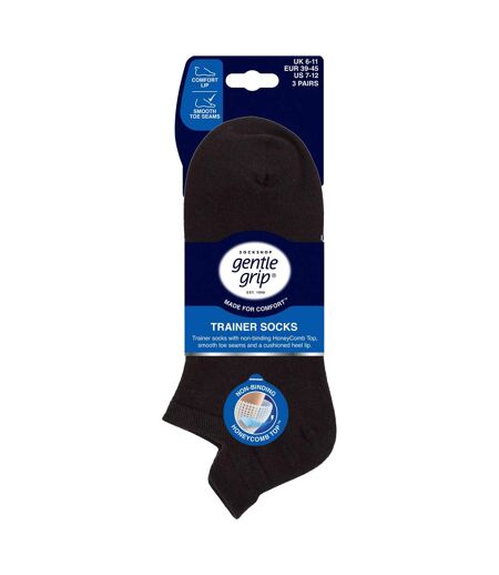 3 Pair Mens Trainer Socks With Lip Cotton Rich Black White