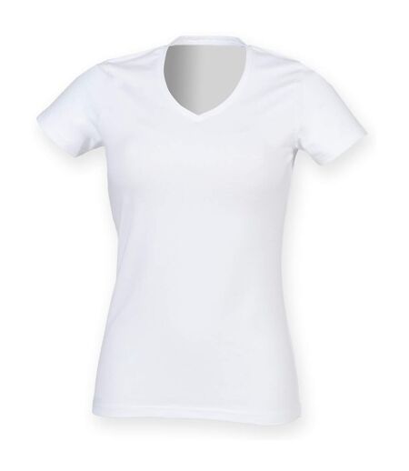 Feel good t-shirt étirable à manches courtes et col en v femme blanc Skinni Fit