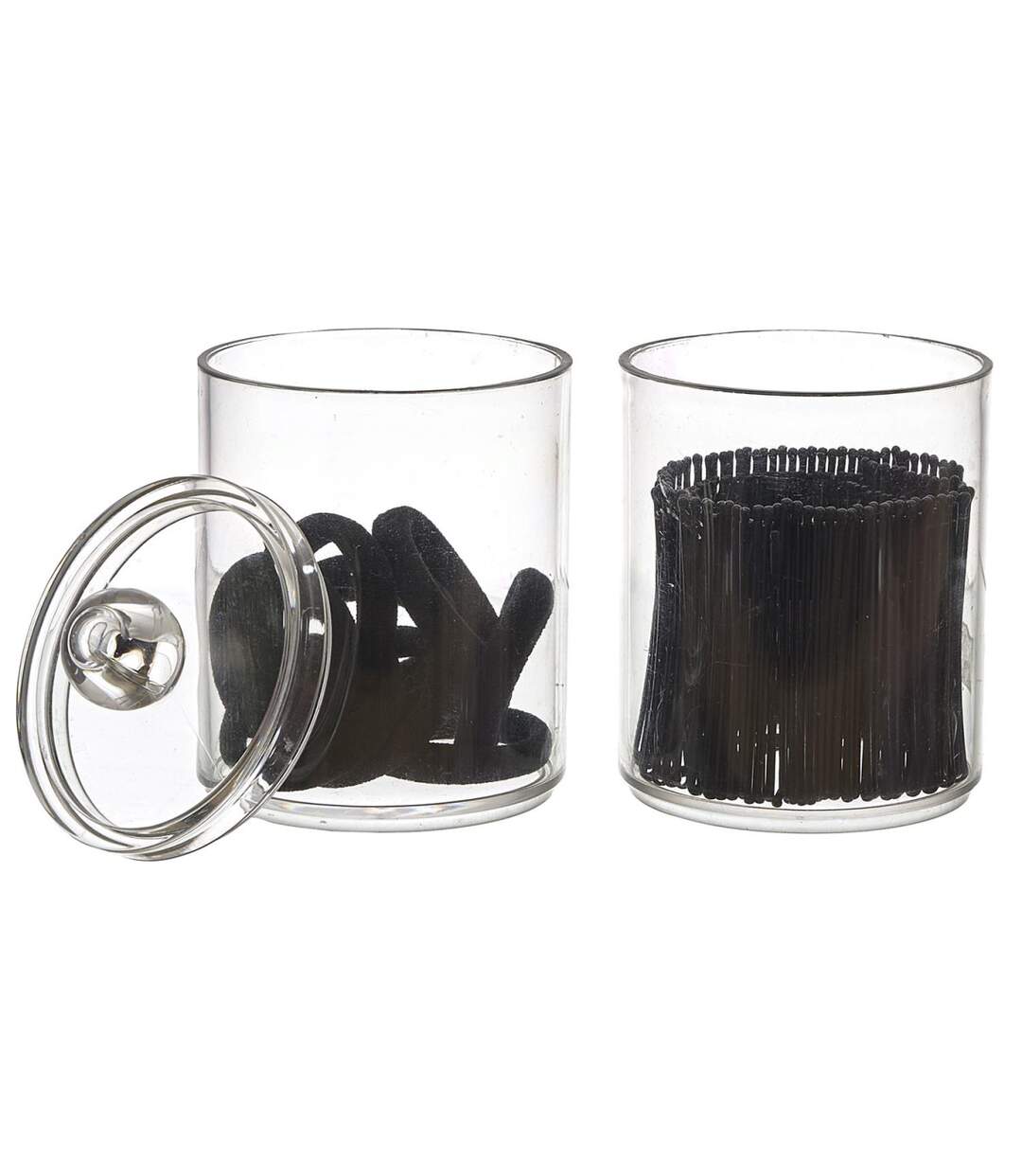 Lot de 2 Boîtes Accessoires Cheveux Anna 19cm Transparent-2