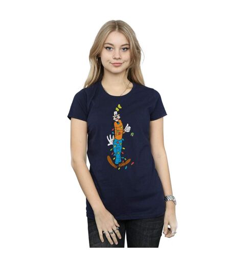 Disney T-shirt en coton Femme/Les femmes Goofy Christmas Lights (Bleu marine) - UTBI32875