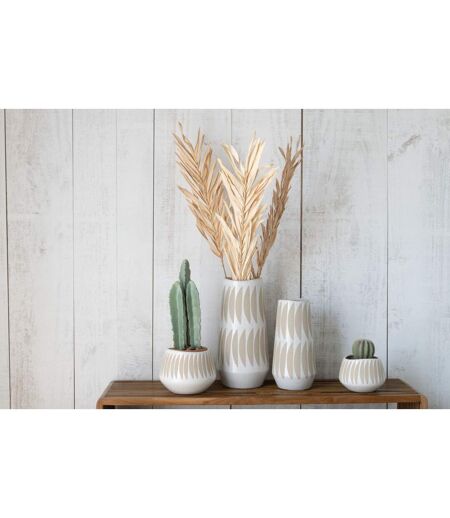 Vase Déco en Grès Kai 40cm Beige & Blanc