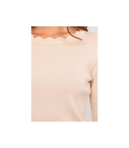 Pull fin festonné col rond FAUSTINA - Dona X Lisa
