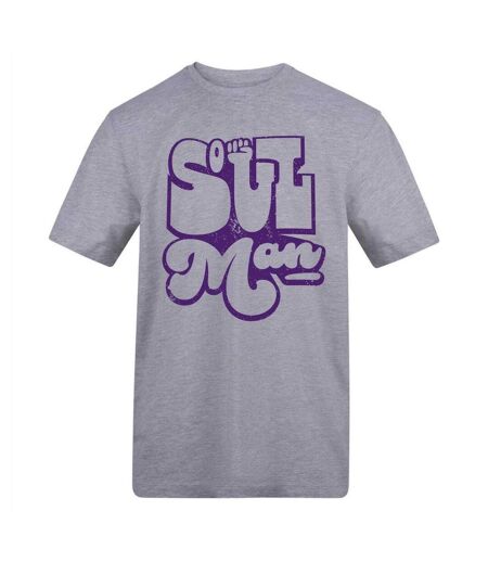 Unisex Adult Soul Man Printed Cotton T-shirt Grey AWD