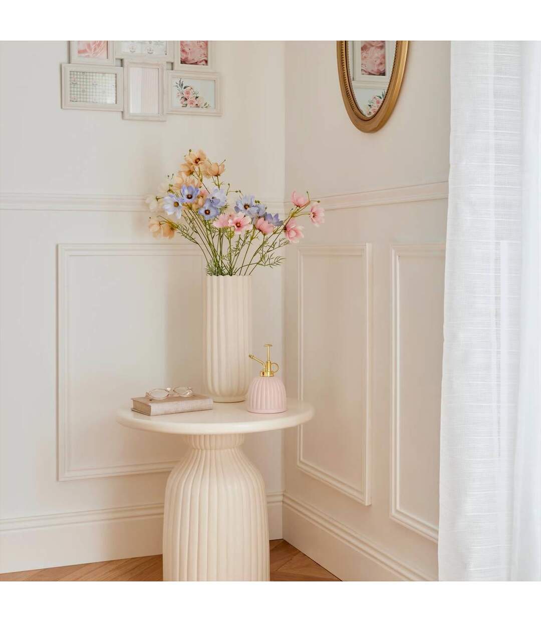 Vase en Céramique Strié Fernan 36,5cm Blanc-2