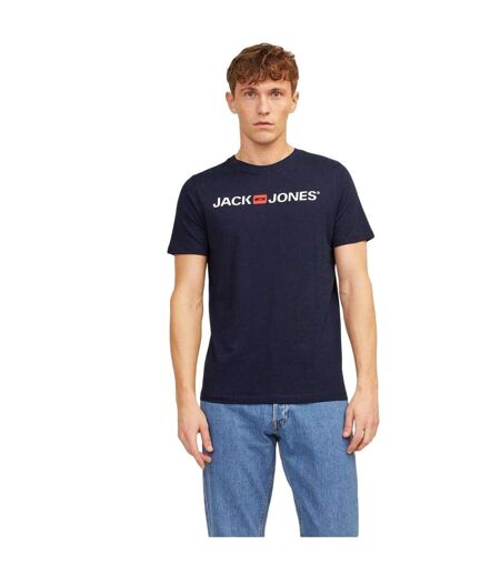 Lot De 3  T-shirts Motif/style Logo Homme Blanc Noir Bleu Marine Jack And Jones