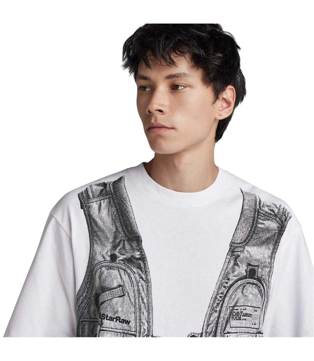 T-shirt Motif/style Graphique Archive Homme Blanc Gris G-Star-4