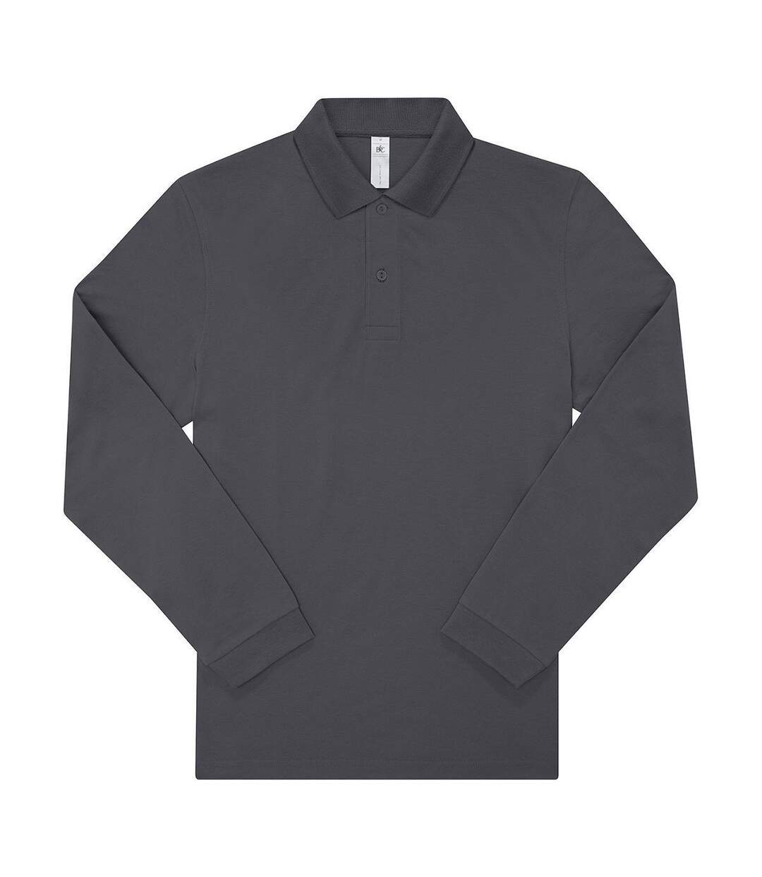 Polo manches longues- Homme - PU427 - gris foncé-2