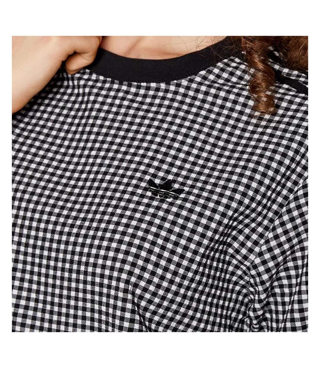 T-shirt Noir femme Adidas Gingham - 34-3