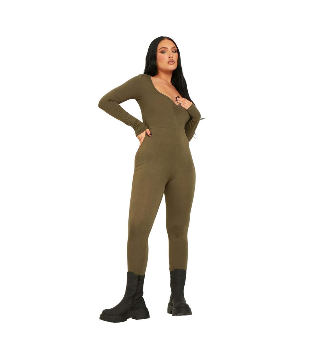 Combinaison Femme Vert Kaki Missy Empire-1