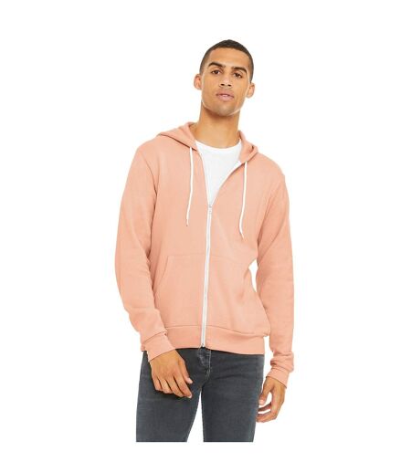 Bella + Canvas Adults Unisex Full Zip Hoodie (Peach) - UTPC3874