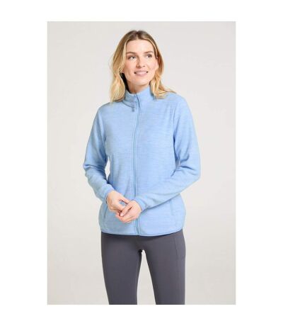 Womens/ladies snowdon ii melange full zip fleece jacket pale blue Mountain Warehouse