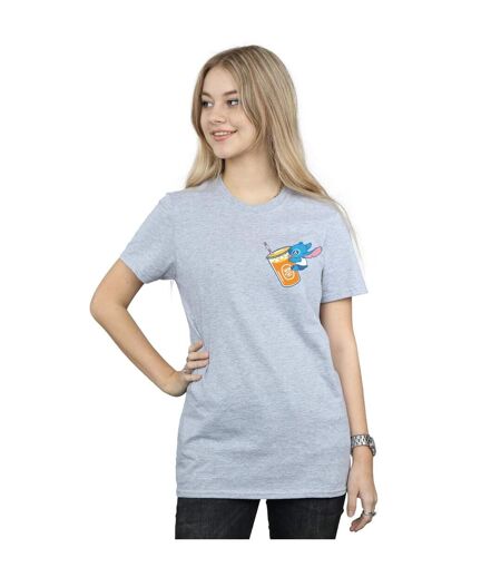 Disney Femme/Ladies Lilo And Stitch Drink Cotton Boyfriend T-Shirt (Gris sportif) - UTBI29622
