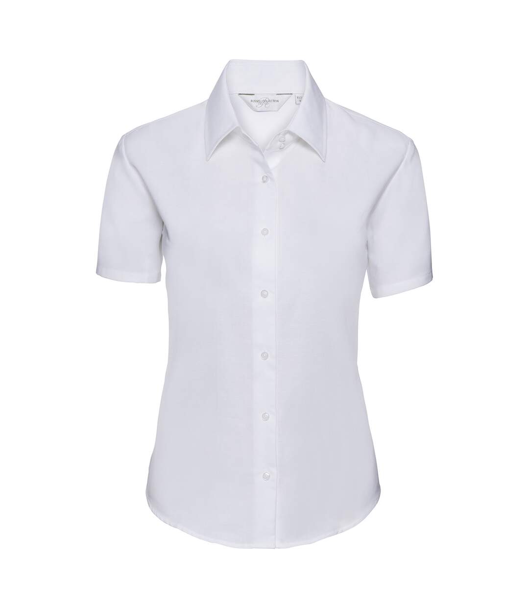 Womens/ladies Oxford Tailored Short-sleeved Shirt White Russell Collection-1