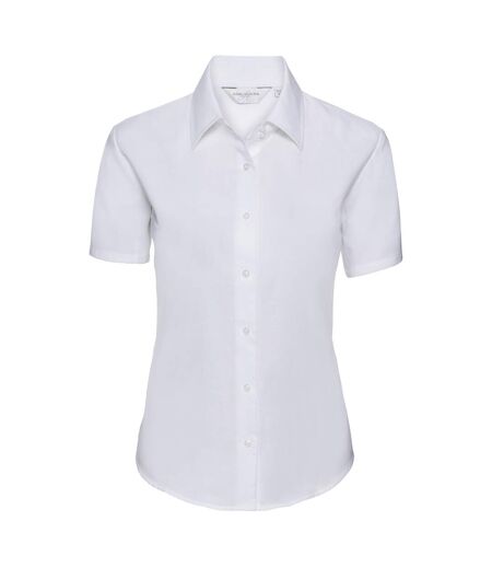 Womens/ladies Oxford Tailored Short-sleeved Shirt White Russell Collection