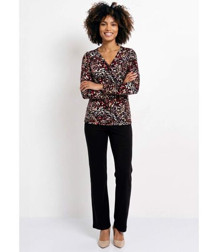 T-shirt stretch col V imprimé abstrait