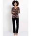 T-shirt stretch col V imprimé abstrait-3