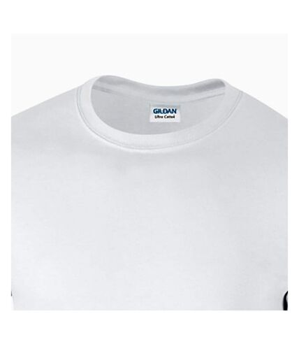 Gildan Mens Plain Crew Neck Ultra Cotton Long Sleeve T-Shirt (White)