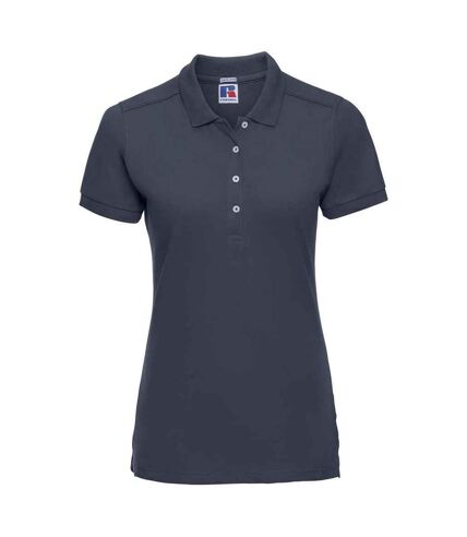 Womens/ladies pique stretch polo shirt french navy Russell