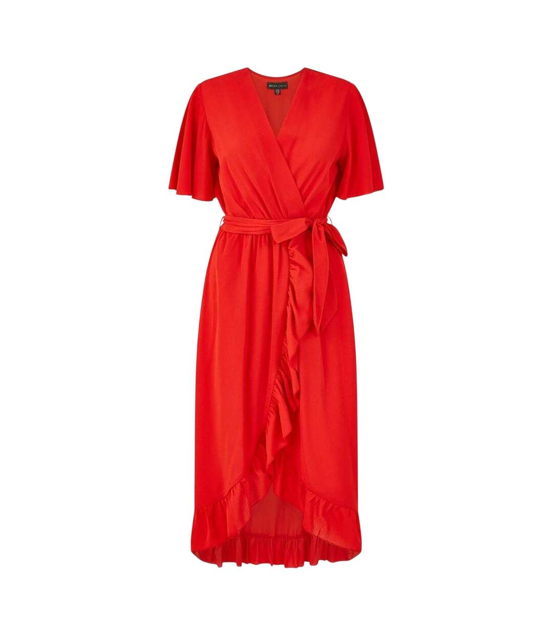 Robe Portefeuille Manches Volantées Femme Rouge Mela London-2