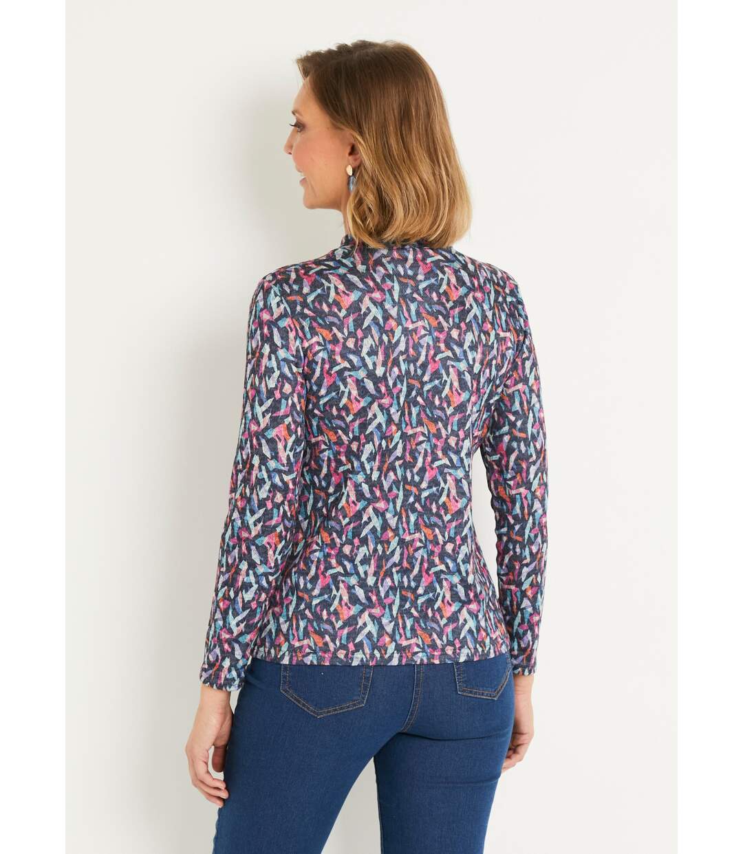 T-shirt col montant chaud motif graphique-2