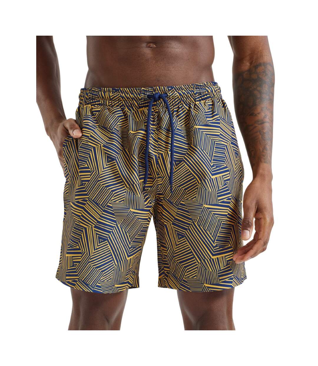 Short de bain homme bleu marine / moutarde Wombat