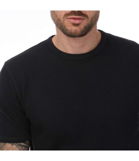 Mens woodmason waffle textured t-shirt navy Mercery