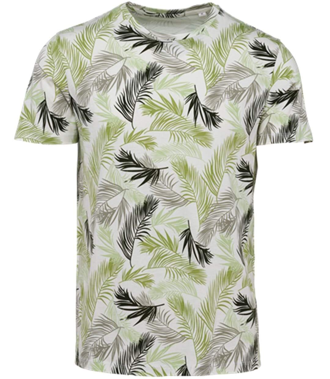 T-shirt écoresponsable imprimé tropical - Homme - PAT350 - beige ivoire Palm Leaves-2