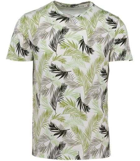T-shirt écoresponsable imprimé tropical - Homme - PAT350 - beige ivoire Palm Leaves