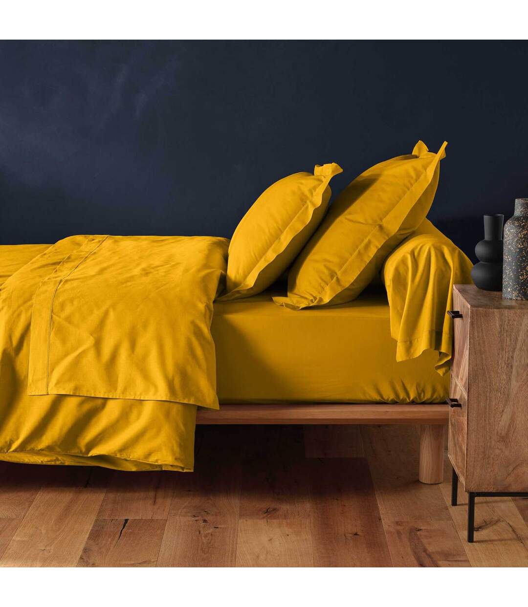 Drap Housse Lina 160x200cm Curry-4
