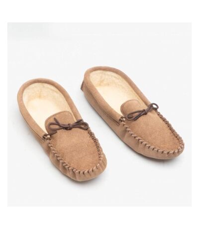 Mens Jake Suede Moccasin Slippers Taupe Mokkers