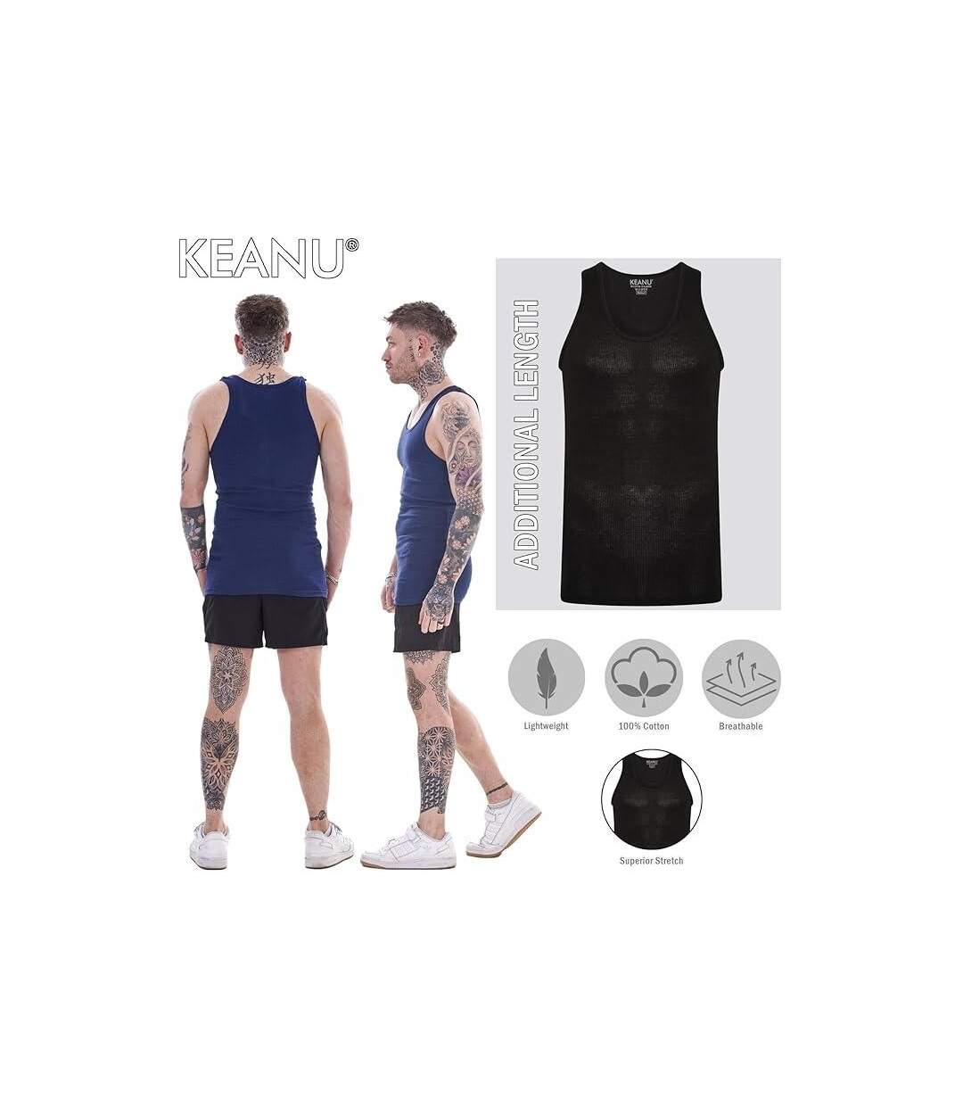 Débardeurs Motif/style Côtelé Homme Noir Gris Blanc Bleu Marine Keanu-4