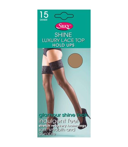 Silky Womens/Ladies Shine Lace Top Hold Ups (1 Pair) (Melon) - UTLW256