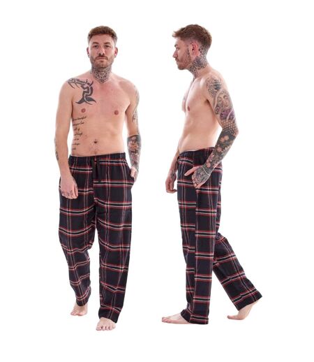 Pack Of 2  Mens Flannel Checked Lounge Pants  Black Brown Multicoloured Keanu