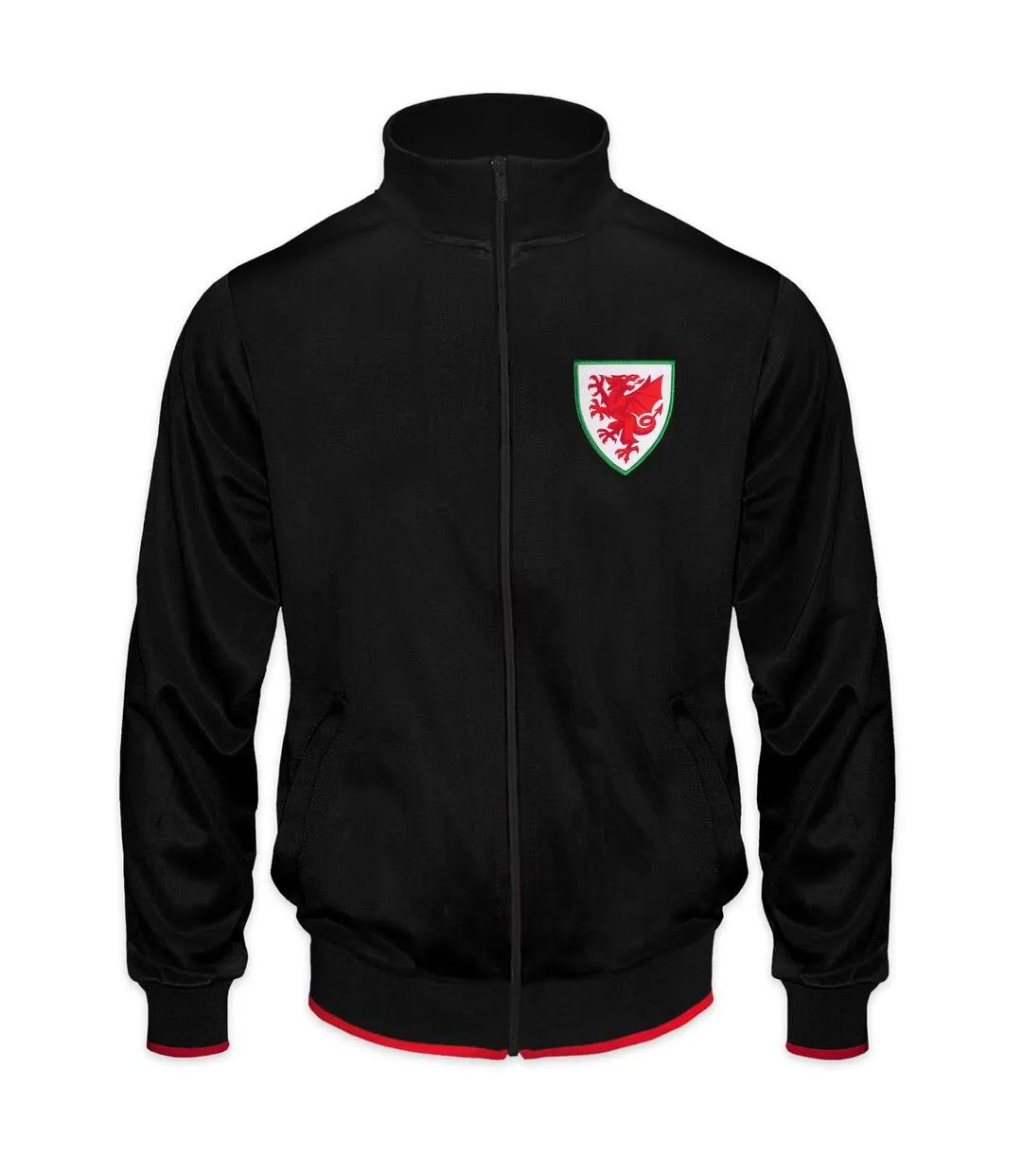 Mens Retro Track Jacket Black Wales Cymru-1