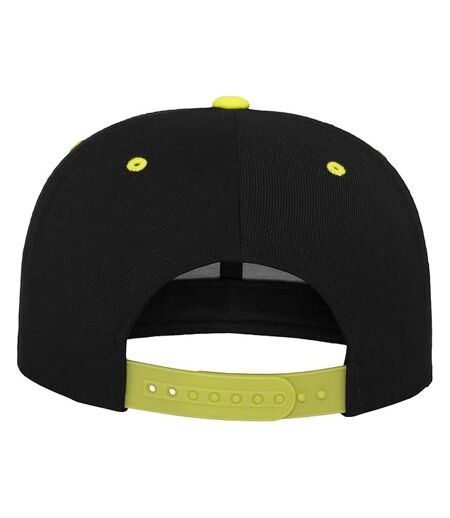 Casquette Ajustable Motif/style Deux Tons Noir Jaune Néon Flexfit