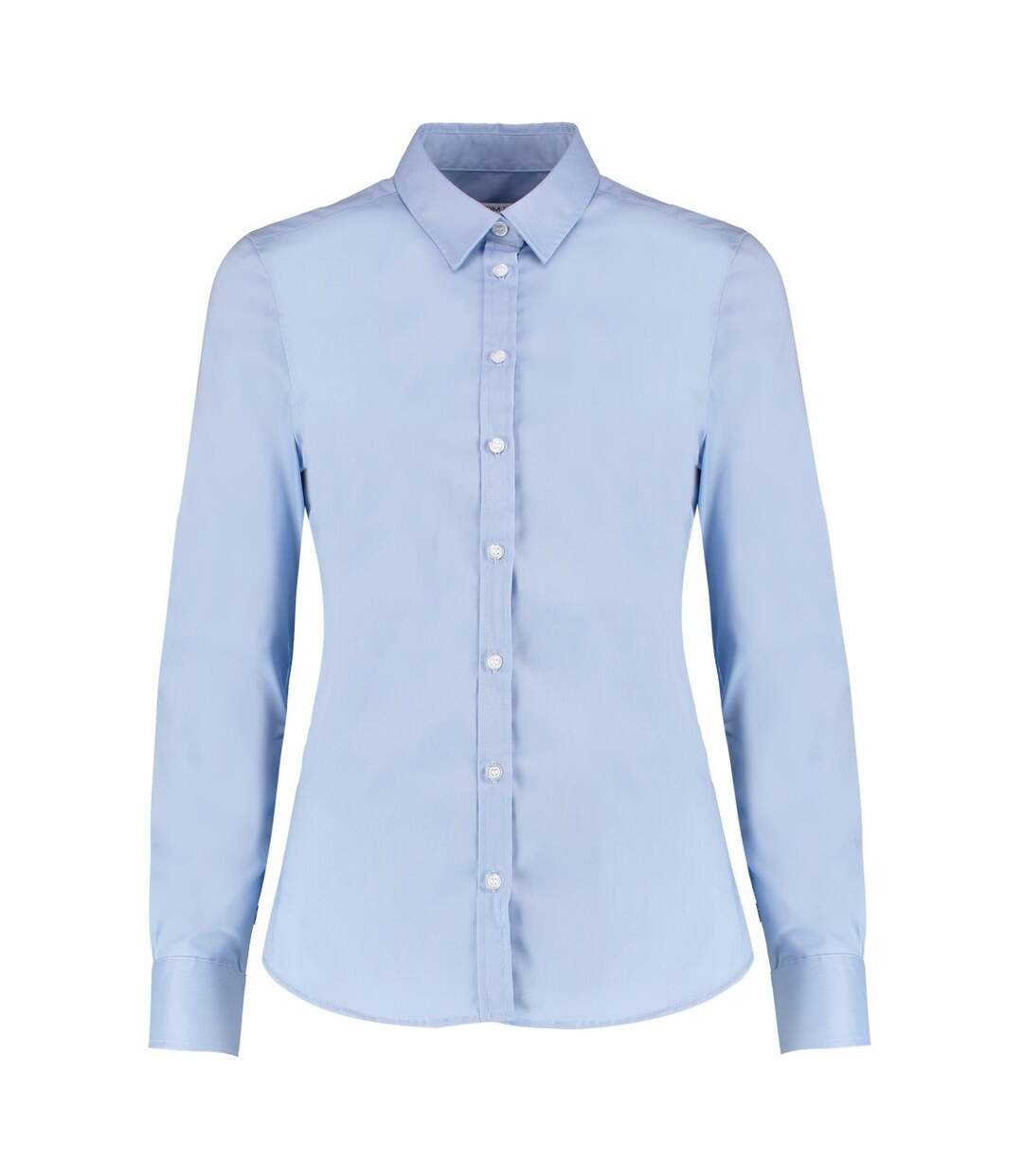 Womens/ladies Long Sleeve Tailored Stretch Oxford Shirt Light Blue Kustom Kit-1
