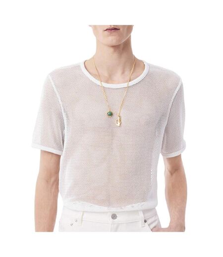 T-shirt blanc filet homme lacoste runway mesh