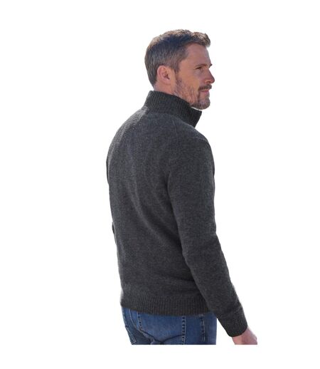 Pull À Col Zippé En Laine D'agneau Pour Hommes Charbon WoolOvers