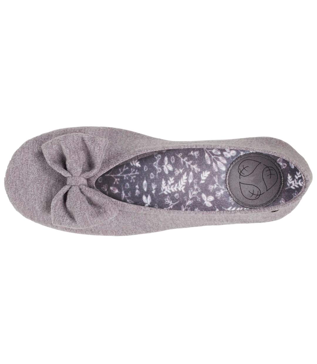 Isotoner Chaussons Ballerines femme grand nœud, en polaire recyclée-2